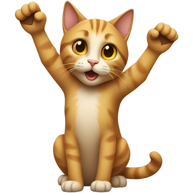 Cat holding hands up emoji