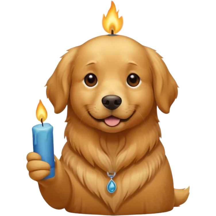 dog holding a lit aromatic candle in hand emoji