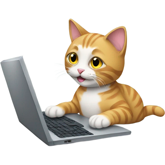 Cat typing on a laptop emoji