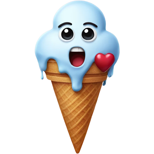 Scary love heart with ice cream emoji