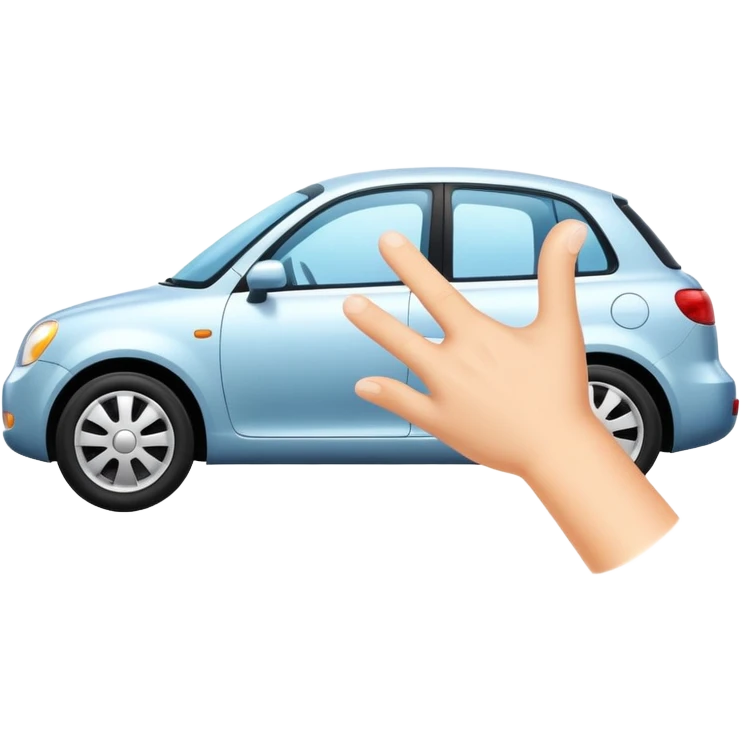 car with soap bubbles and a hand emoji
