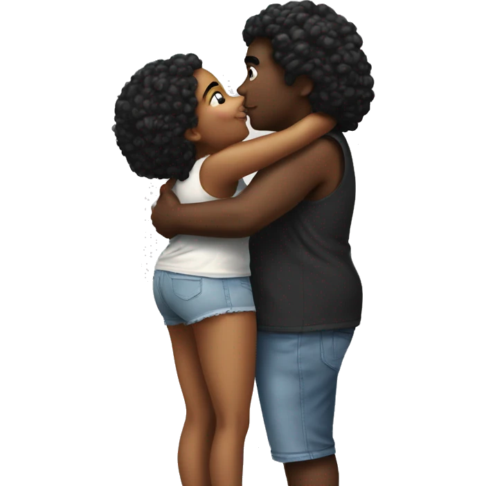 black fat boy kiss beautiful skinny black girl emoji