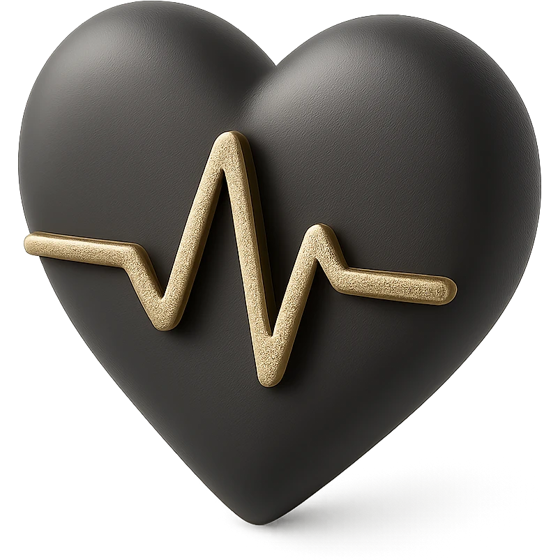 a heart with a pulse line in 3D black style emoji