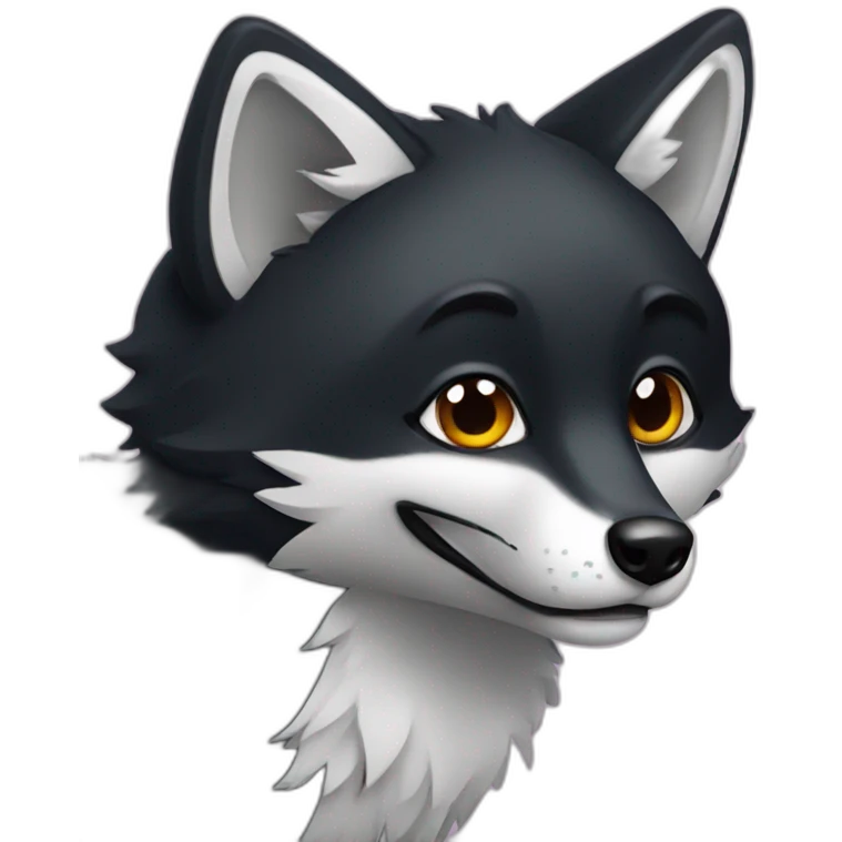 funny black fox emoji