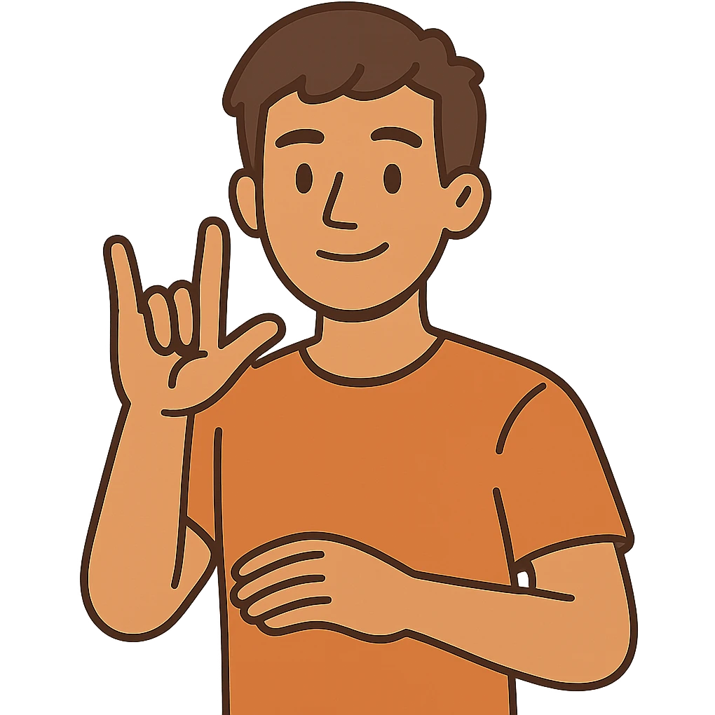 flat toon style young deaf man emoji