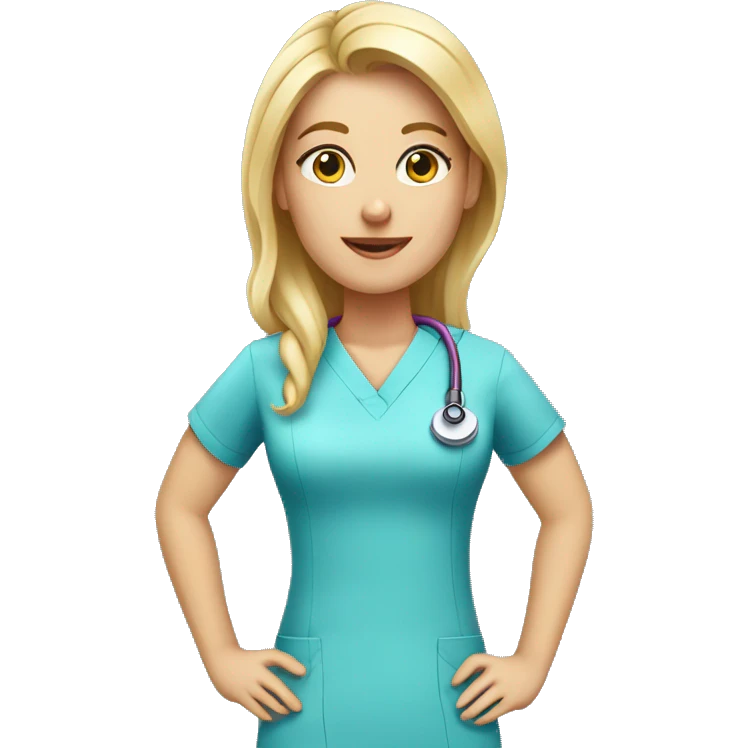 Blonde female veterinarian wearing pink scrubs emoji