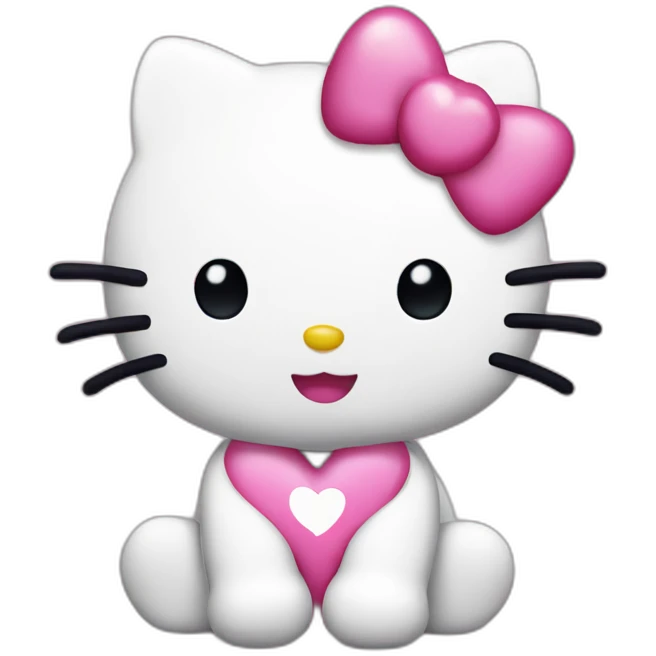 Hello kitty with pink hearts emoji
