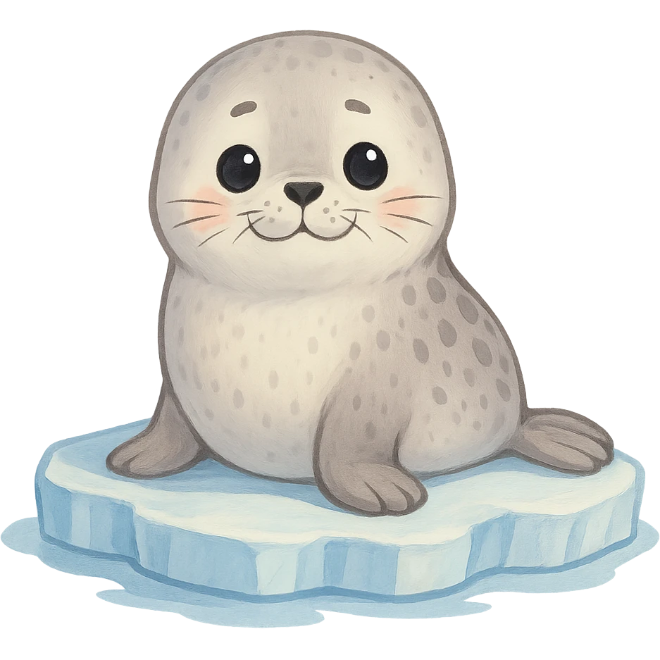 cute seal sitting on ice emoji