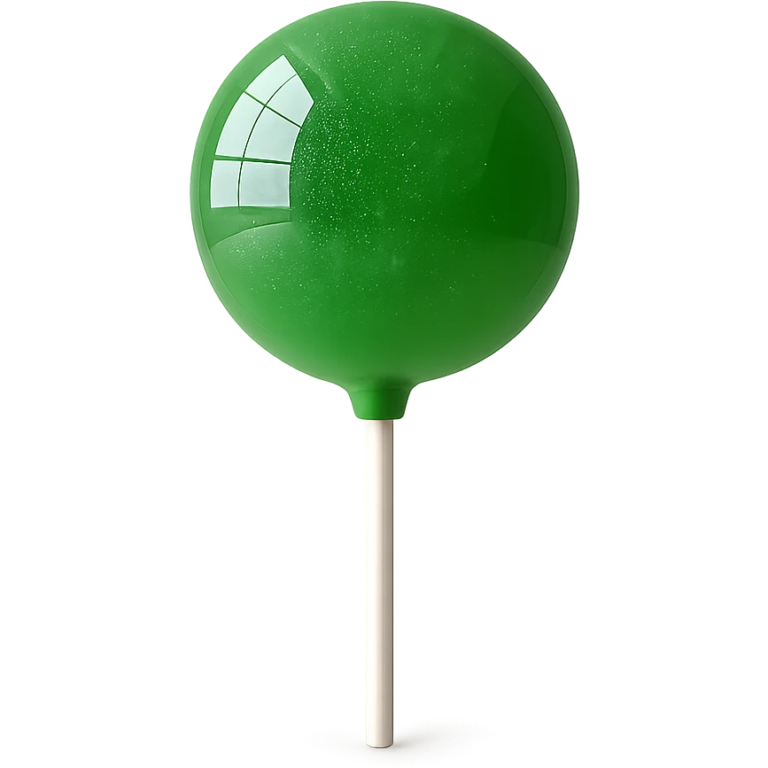 Change the lollipop color to green in a realistic style, keep the background transparent. emoji