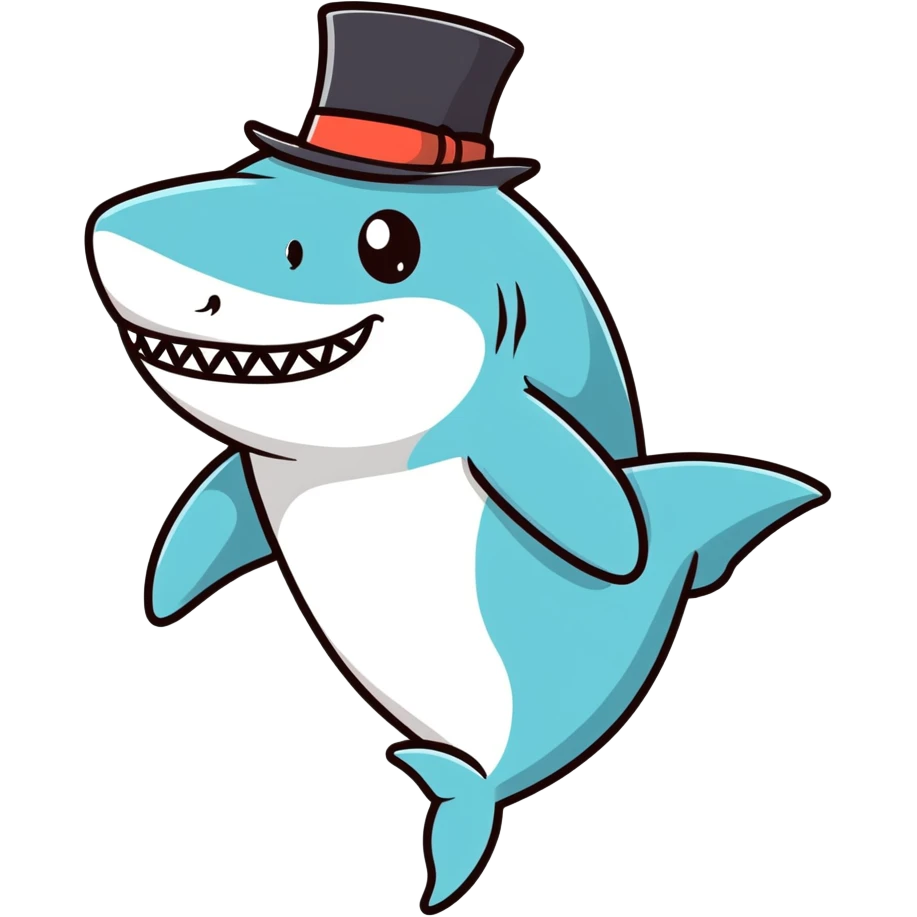 Shark with a top hat emoji