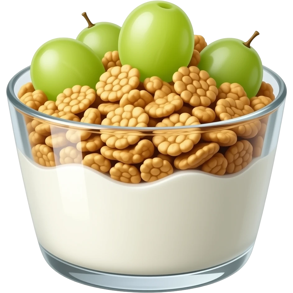 Joghurt with granola and grapes emoji