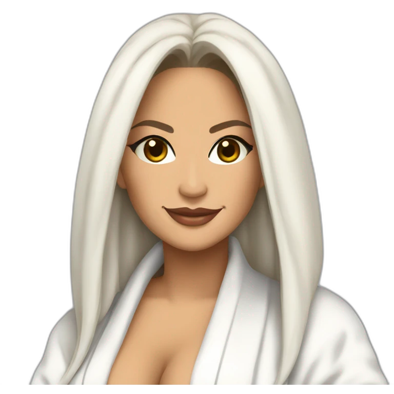 big bosomed latina anime woman jennifer lopez in a bath robe emoji