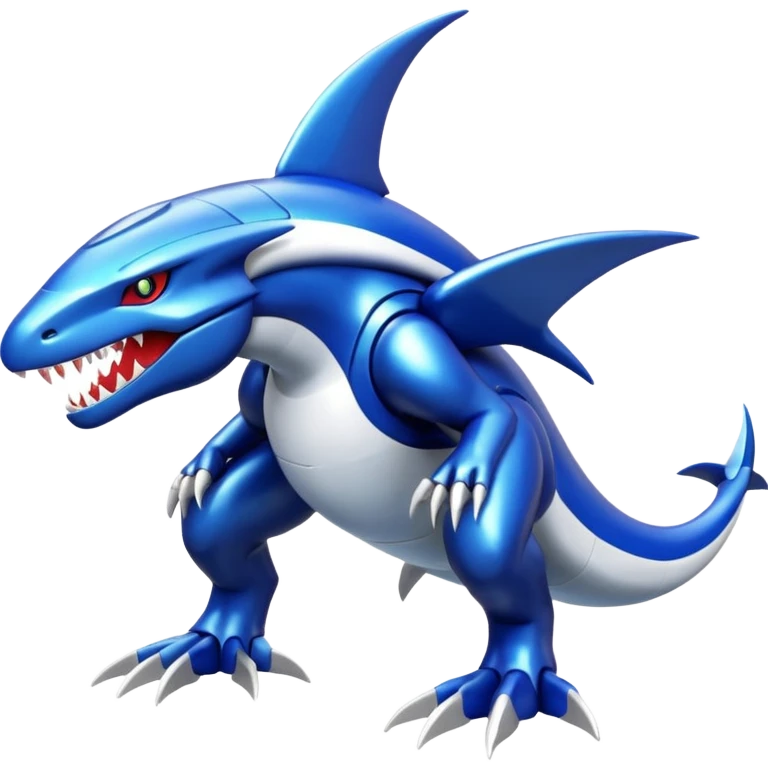 Shiny futuristic Cyber-Garchomp-Kyurem-Kyogre-Latios-Lugia-Fakémon-hybrid-creature (full body)  emoji
