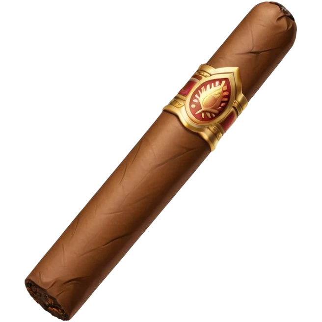 Emoji-style cigar icon, dark brown wrapper, subtle smoke, minimalistic, clean silhouette, metal details emoji