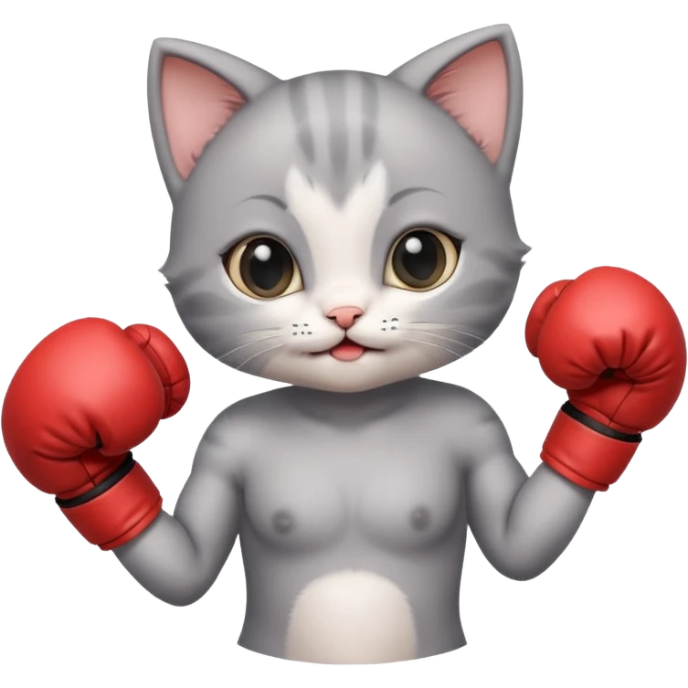 Happy face cute Gray baby girl kitten boxing  emoji