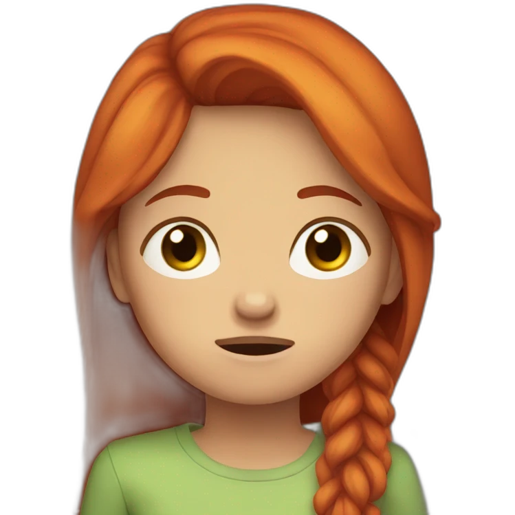 Long Redhair girl crying straight emoji