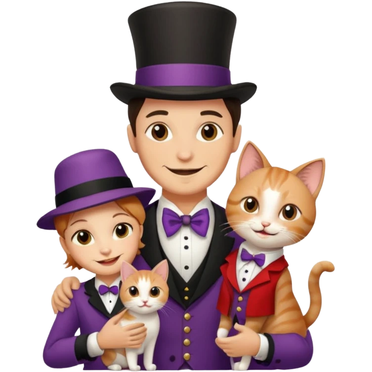 magician couple and their pet cat emoji
