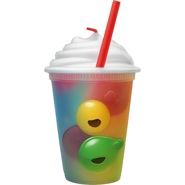 Colorful drink in plastic cup with a straw emoji