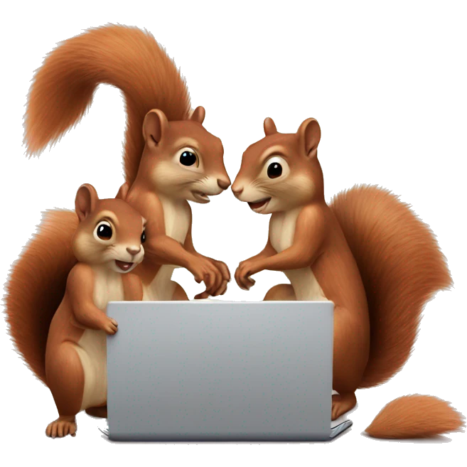 Three squirrels on a laptop  emoji