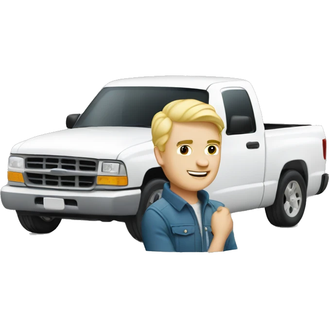 Blonde man in white pickup truck emoji