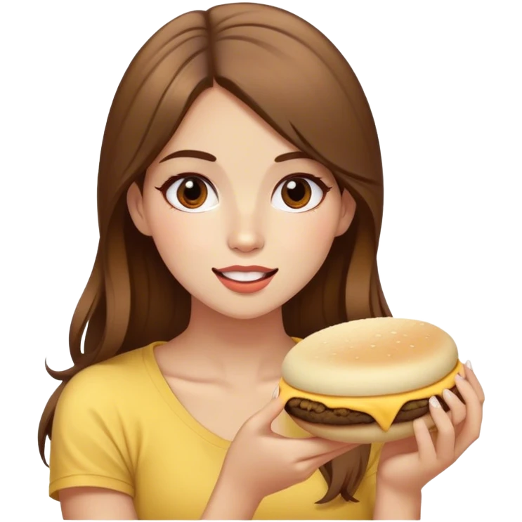 Chica blanca cabello marrón con balayage rubio comiendo arepa venezolana  emoji