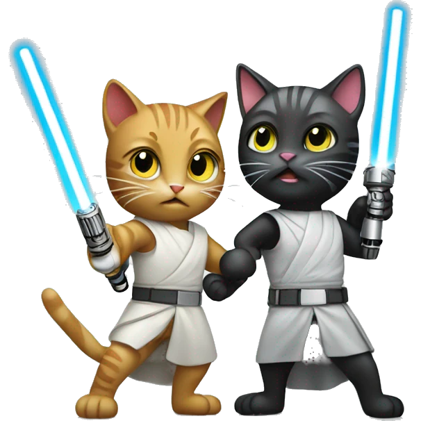 2 cats fighting with lightsaber emoji