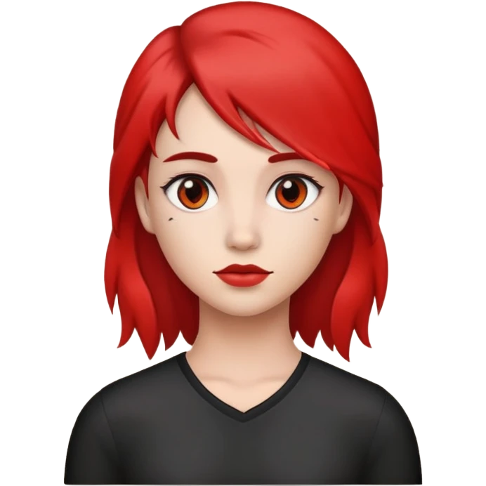 Girl with half red half black mullet emoji