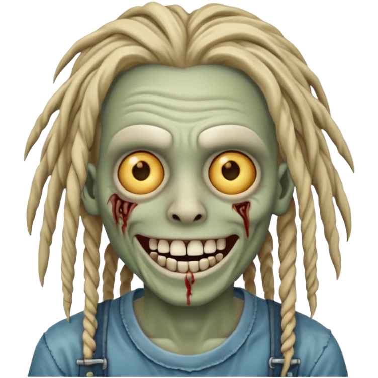 zombie with dreads with braces smiling  emoji