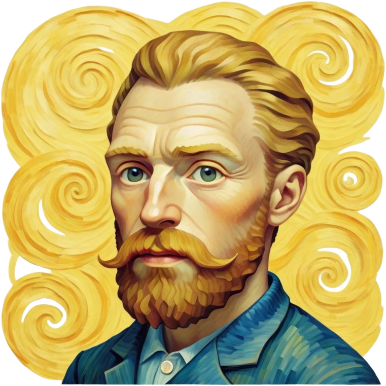 Cinematic Realistic Vincent van Gogh Pop Culture Emoji, featuring an expressive portrayal inspired by the legendary painter rendered with dynamic, swirling textures and artistic lighting. emoji