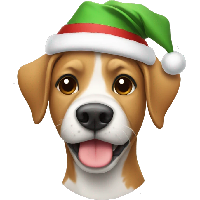 Dog wearing Christmas hat emoji