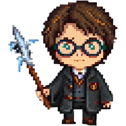 Harry Potter with glasses, lightning scar, and wand emoji