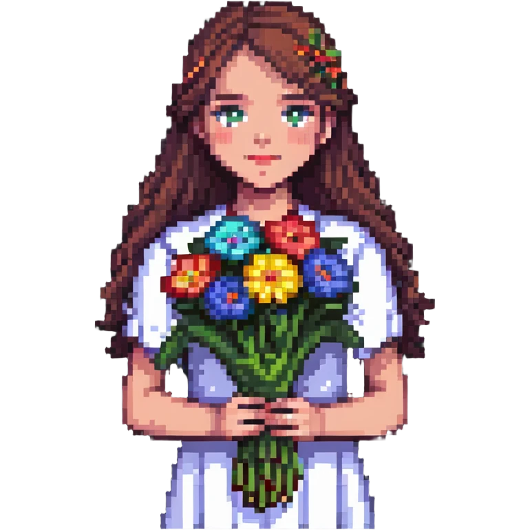 a cool girl holding a bouquet of flowers emoji