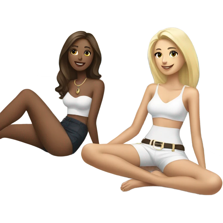 Brunette ang blonde girls on a yacht  emoji