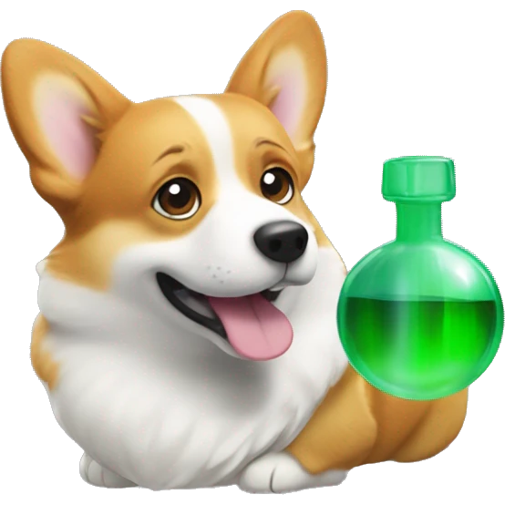 Corgi with green gasseous gas form next to it emoji