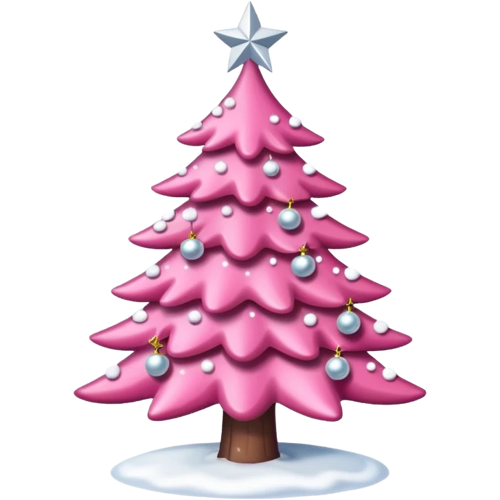 A pink Christmas tree with snow White glitter decorations emoji