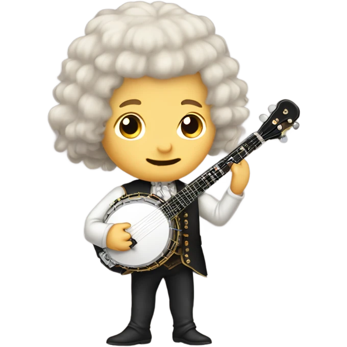 Wolfgang Mozart chibi wig standing young 5-string banjo emoji