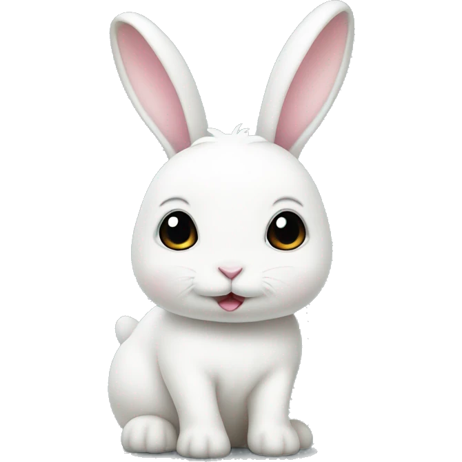 Cute little White bunny with a question mark above her bunny head emoji