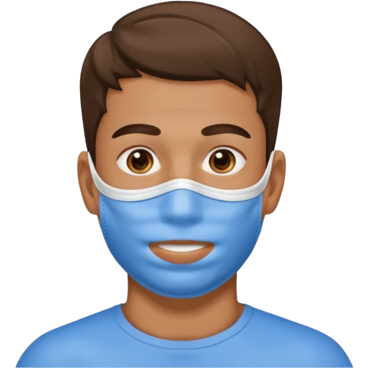 men's face with blue facial mask emoji