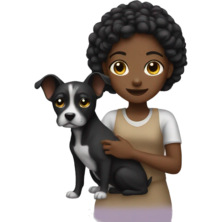 black gir holding dog emoji