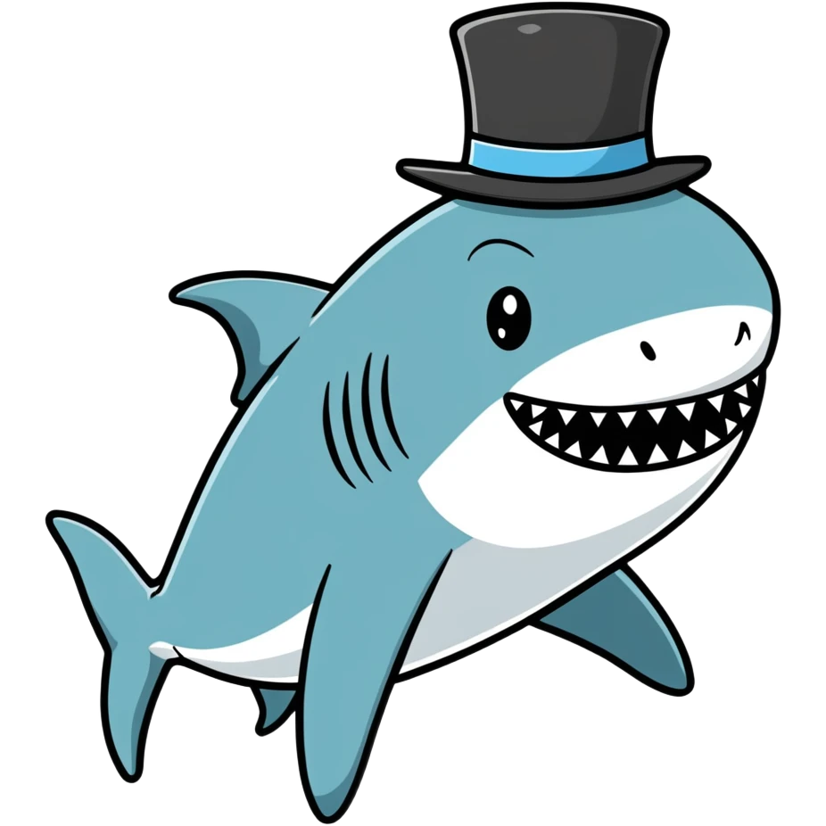Shark with a top hat emoji