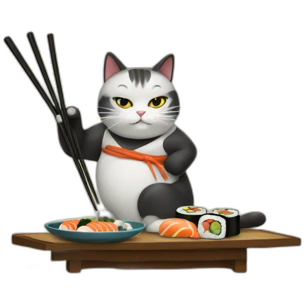 cat serving sushi emoji