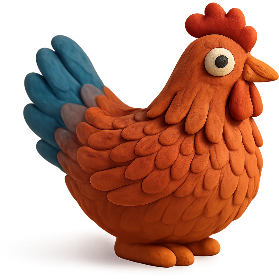 hen with detailed feathers in claymation style emoji