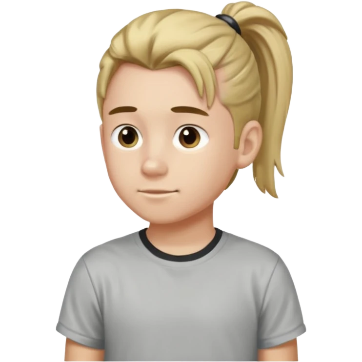 boy with ponytail, 3/4 view emoji
