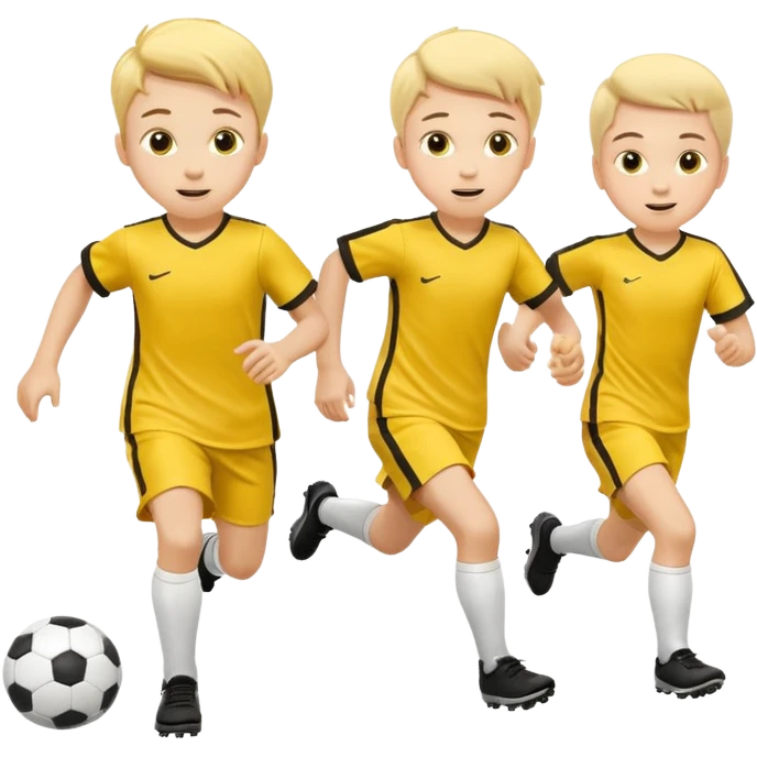 kids play soocer in yellow dress, boys emoji