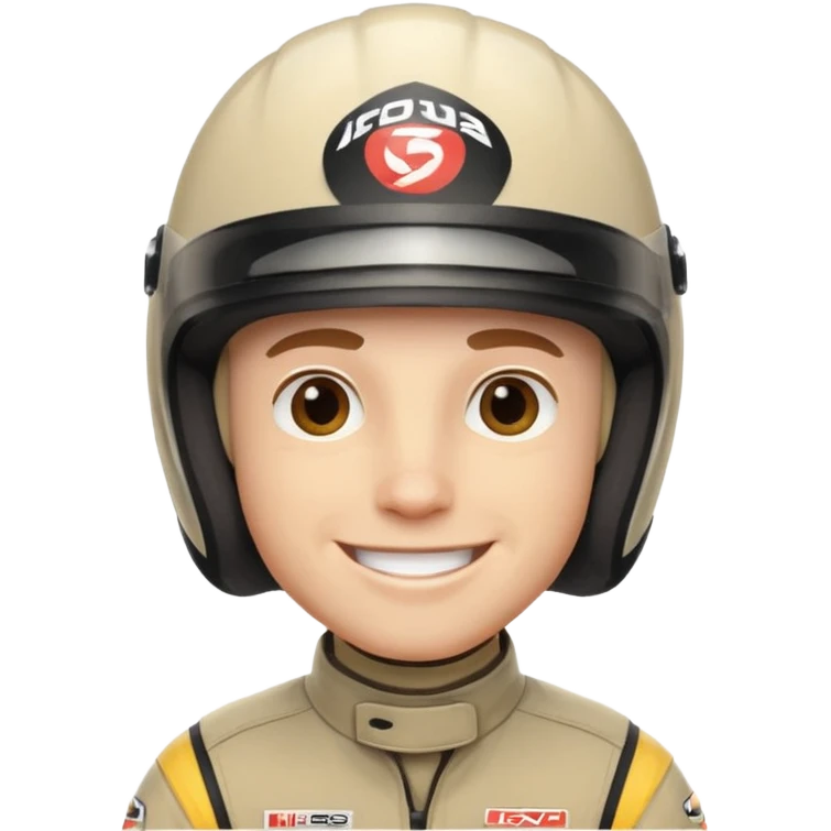 white male racer wearing helmet emoji