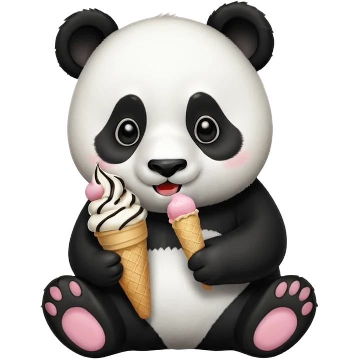 Panda eating ice cream emoji