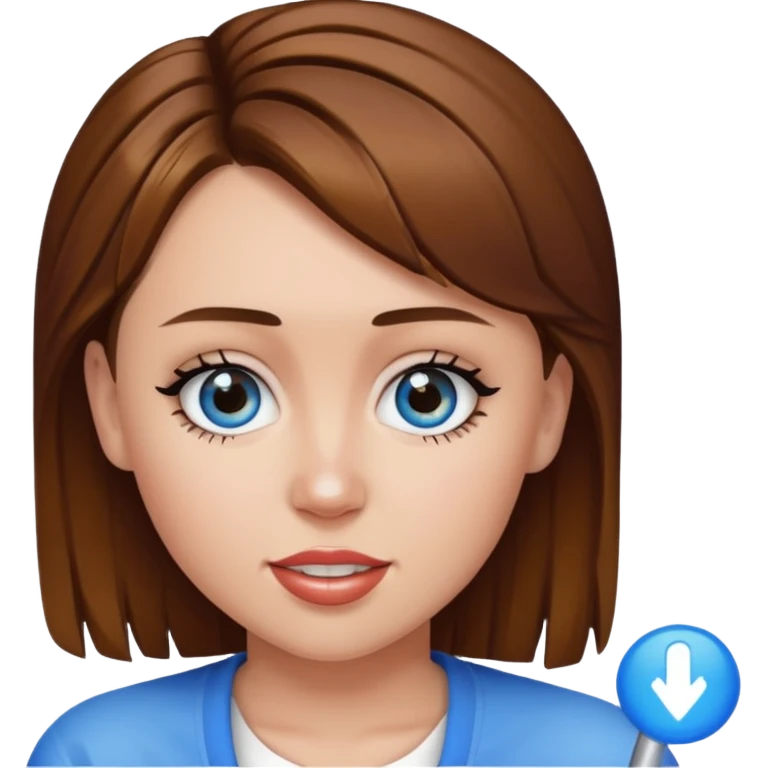 Miley Cyrus with blue eyes, brown hair emoji