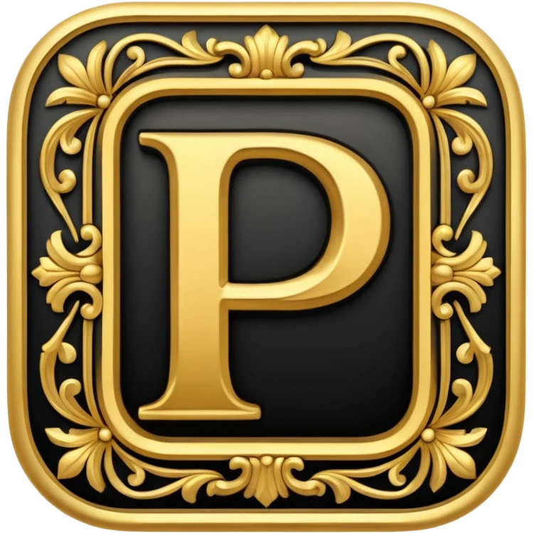 The letter "P" in black and gold emoji