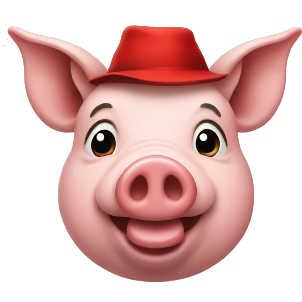 a pig with a red hat emoji
