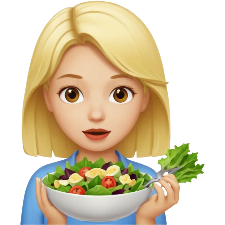 blond girl eating salad emoji